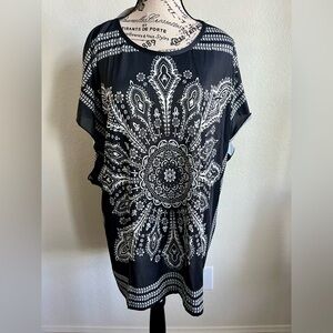 NWT Black and White Paisley Cover Up/Top
